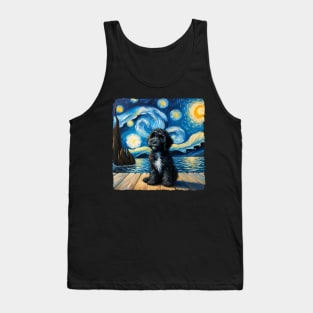 Starry Portuguese Water Dog Dog Portrait - Pet Portrait Tank Top